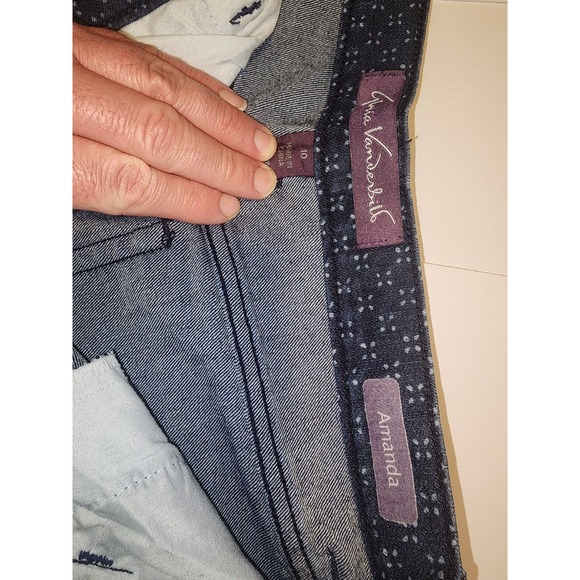 Gloria Vanderbilt Amanda Pin Dot  Dress Pants Size 10 Navy Blue - Picture 4 of 6